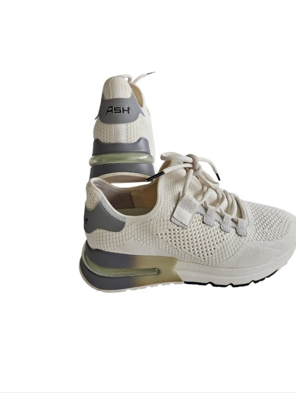 ASH KODI Cream Knit Sneakers with Light Gray Accent - Picture 11 of 14